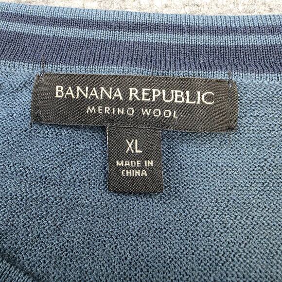 Banana Republic Sweater Mens XL Blue Merino Wool Crewneck Pullover Lightweight - Picture 2 of 13